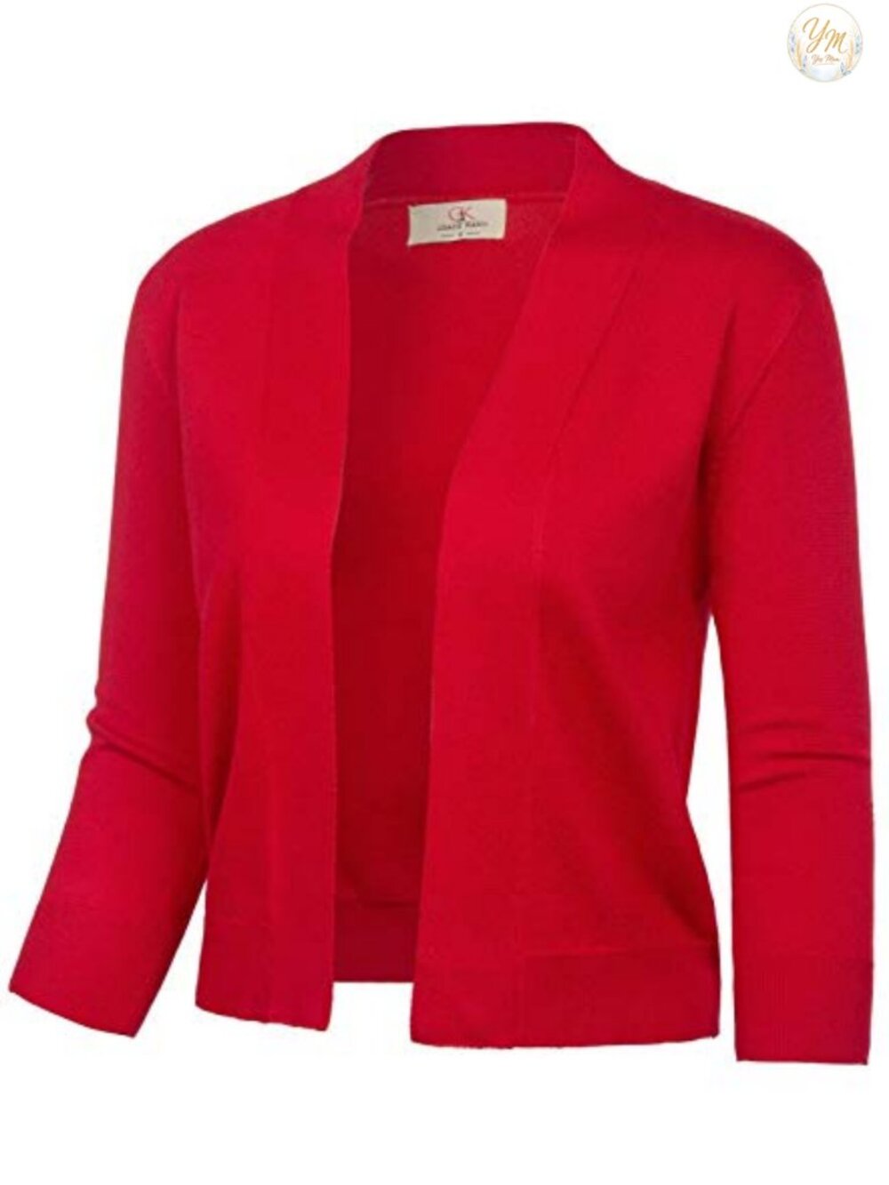 Women's 3/4 Sleeve Knit Cropped Cardigan Lightweight Open Front Bolero Shrug